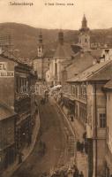 1912 Selmecbánya, Schemnitz, Banská Stiavnica; Deák Ferenc utca, szálloda és kávéház. Joerges / street, hotel and cafe, shops