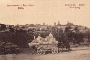 1910 Nagyszeben, Hermannstadt, Sibiu; szőlészet megpakolt lovaskocsival / vineyard with packed horse cart (vágott / cut)