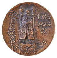 Lesenyei Márta (1930-) 1986. I. Béla király - Szekszárd egyoldalas Br érem (83mm) T:2 Hungary 1986. Béla I of Hungary - Szekszárd one-sided Br medallion. Sign.: Márta Lesenyei (83mm) C:XF