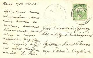 1910 Karva, Kravany nad Dunajom; Dr. Weszely Tibor kastélya. Edelsheim-Gyulai Ilona Lilly grófnőnek ...