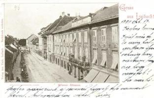 1898 Ljubljana, Laibach; Wiener Strasse. Verlag Ant. Turk / street view (cut)