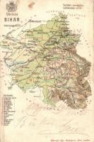 1900 Bihar vármegye térképe; kiadja Károlyi Gy. / Map of Bihar county (kis szakadás / small tear)