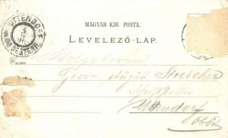 1896 (Vorläufer!!) Budapest XIV. Városliget, üdvözlet a Budapesti Kiállításról: az időleges kiállítá...