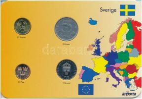 Svédország 1983-2000. 50ö-10K (4xklf) forgalmi sor karton dísztokban T:1-2 Sweden 1983-2000. 50 Öre - 10 Kronor (4xdiff) coin set in cardboard case C:UNC-XF