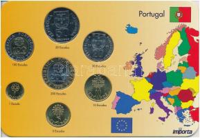 Portugália 1999-2000. 1E-200E (7xklf) forgalmi sor karton dísztokban T:1,1- Portugal 1999-2000. 1 Escudo - 200 Escudos (7xdiff) coin set in cardboard case C:UNC,AU