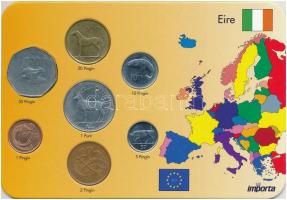 Írország 1988-2000. 1p-1Ł (7xklf) forgalmi sor karton dísztokban T:2 Ireland 1988-2000. 1 Penny - 1 Pound (7xdiff) coin set in cardboard case C:XF