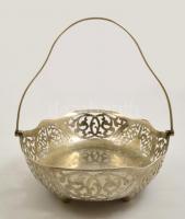 Áttört angol alpakka kosár, jelzett, 28×20 cm