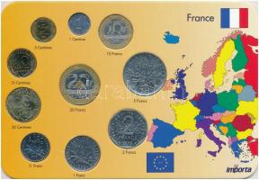 Franciaország 1962-2000. 1c-20Fr (10xklf) forgalmi sor karton dísztokban T:2 France 1962-2000. 1 Centime - 20 Francs (10xdiff) coin set in cardboard case C:XF