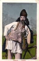 Zigeuner. Kunstanstalt Jos. Drotleff No. 622. / Cigány folklór, pipázó férfi / Gypsy folklore, pipe smoking man (ragasztónyom / glue marks)
