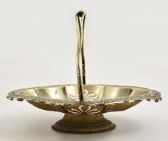 E.P.N.S. Áttört angol alpakka kosár, jelzett, kis horpadással, 30×24 cm