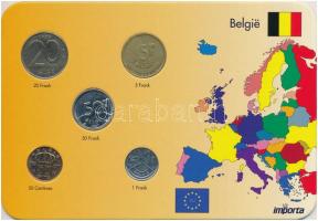 Belgium 1986-1998. 50c-50FrM (5xklf) forgalmi sor karton dísztokban T:2 Belgium 1986-1998. 50 Centimes - 50 Francs (5xdiff) coin set in cardboard case C:XF