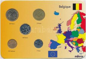 Belgium 1986-1998. 50c-50Fr (5xklf) forgalmi sor karton dísztokban T:2 Belgium 1986-1998. 50 Centimes - 50 Francs (5xdiff) coin set in cardboard case C:XF