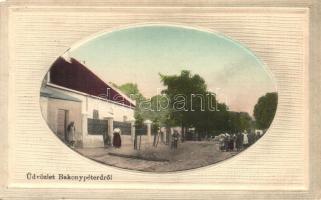 Bakonypéterd, utca. Pacher Pál kiadása + 1924 Románd Postai. Ügyn. bélyegzés a hátoldalon