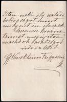 1877 (Szabad)kigyós Wenckheim Frigyesné Wenckheim Krisztina (1849-1924) saját kézzel írt levele Kebl...