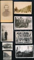 1860-1940 Vegyes katonai fotó tétel, 17 db, fotó, keményhátú fotó, fotólap, változó állapotban, 13x9 cm és 4x4 cm közötti méretben