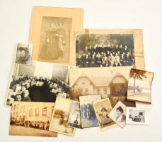 1880-1940 Vegyes fotó tétel, 13 db, közte fotó, fotó kartonon, keményhátú fotó, változó állapotban, az egyik sérült, 6x8 cm és 16x22 cm közötti méretben