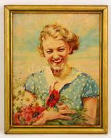 Majewicz jelzéssel: Boldog pillanat. Olaj, karton, jelzett, keretben, 50×40 cm