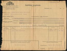 1929 Bp.V., A CIDNA Nemzetközi Légiforgalmi Részvénytársaság által kiállított vámáru-nyilatkozat, sz...