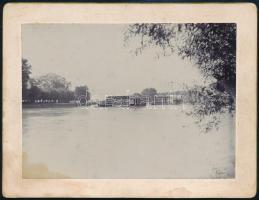 cca 1900 Vízimalmok a Dunán, keményhátú fotó, hátoldalon feliratozva, foltos, 10×13 cm / watermills