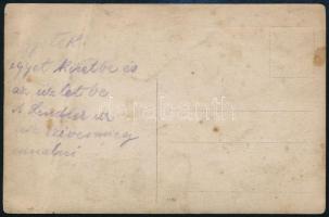 cca 1915 Katonai hadtápegység, fotólap, feliratozva, felületén törésnyomokkal, 9×13,5 cm