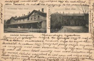 1900 Sárbogárd, indóház, vasútállomás külső és belső része a vágányokkal