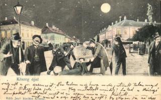 1907 Kőszeg, éjjel. Humoros részeges montázs. Róth Jenő kiadása