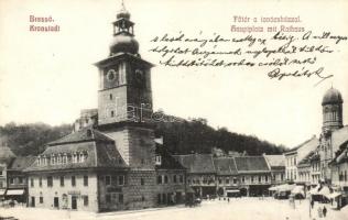 Brassó, Kronstadt, Brasov; Fő tér, Tanácsház, Glasz Károly kiadása / main square, town hall