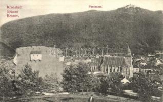 1906 Brassó, Kronstadt, Brasov; látkép a várfallal és a Fekete templommal / general view with castle wall and church