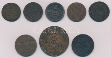 Ausztria 1800-1851A Rossz tartású rézpénz tétel (8x) T:2-3- Austria 1800-1581A Copper coin lot in bad condition (8x) C:XF-VG