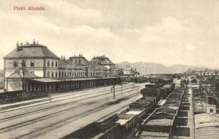 Piski, Simeria; vasútállomás, tehervagonok. Adler fényirda 1907. / railway station, freight wagons