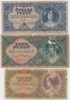 9db-os pengő bankjegy tétel, közte egy adópengő T:III,III- szakadások