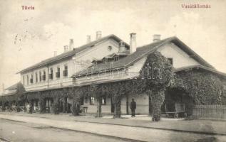 1911 Tövis, Teius; vasútállomás. Ábrahám testvérek kiadása / railway station