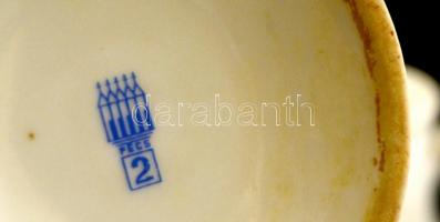 Zsolnay retró bögre (2 db), jelzett, matricás,foltos, m:8 cm (2×)