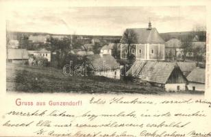 1900 Gunzendorf, general view, church