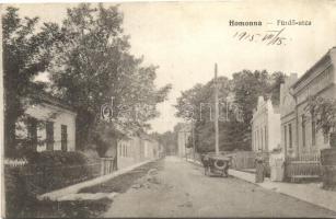1915 Homonna, Homenau, Humenné; Fürdő utca / street, automobile + K.u.K. Militärzensur (9.) Sátoraljaújhely
