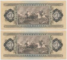 1975. 50Ft (2x) egyugrásos sorszámkövetők, nyomdai papírránccal T:II