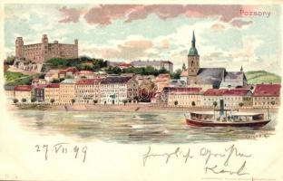 1899 Pozsony, Pressburg, Bratislava; vár / castle. Kunstanstalt Kosmos 77. litho s: Geiger R.