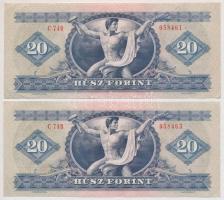 1969. 20Ft (2x) egyugrásos sorszámkövetők T:II 
Adamo F15
