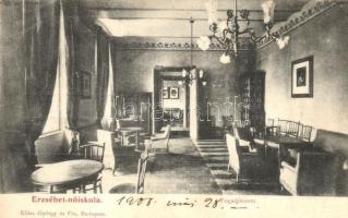 1908 Budapest XIV. István út 91-93. Erzsébet Nőiskola, fogadóterem, belső. Klösz György és Fia (EK)