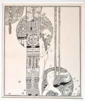 Kozma Lajos (1884-1948): Álmodás. Cinkográfia, papír, jelzett a cinkográfián, paszpartuban, 19,5×16,5 cm