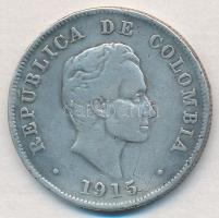 Kolumbia 1915. 50c Ag T:2- Columbia 1915. 50 Centavos Ag C:VF Krause KM#193.