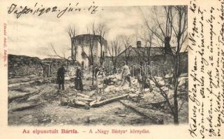 1902 Bártfa, Bardejov, Bardiov; A tűzvészben elpusztult város a Nagy Bástya környékén. Divald Adolf / ruins after the great fire