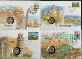 10db-os érmés boríték tétel a világ minden tájáról, mind különféle ország T:1,1-