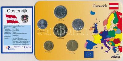 Ausztria 1990-2001. 10gr-20Sch (6xklf) forgalmi sor karton dísztokban T:1-,2 Austria 1990-2001. 10 Groschen - 20 Schilling (6xdiff) coin set in cardboard case C:AU,XF