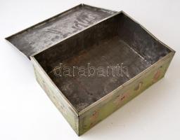 cca 1900 Régi Effax japán fém doboz, kopásnyomokkal, 37×25×13 cm