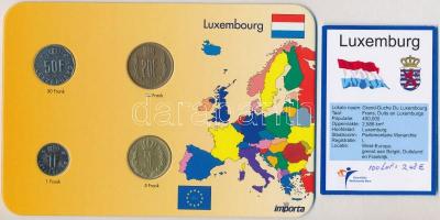 Luxemburg 1982-1991. 1Fr-5Fr (4xklf) forgalmi sor karton dísztokban T:1-,2 Luxembourg 1982-1991. 1 Franc - 5 Francs (4xdiff) coin set in cardboard case C:AU,XF