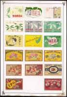 cca 1950 101 db japán gyufacímke, 6 db kartonlapra ragasztva