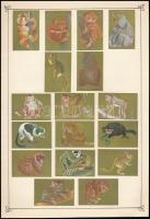 cca 1950 127 db japán gyufacímke, közte erotikusak is, 8 db kartonlapra ragasztva