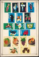 cca 1950 132 db japán gyufacímke, 7 db kartonlapra ragasztva