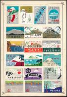 cca 1950 132 db japán gyufacímke, 7 db kartonlapra ragasztva